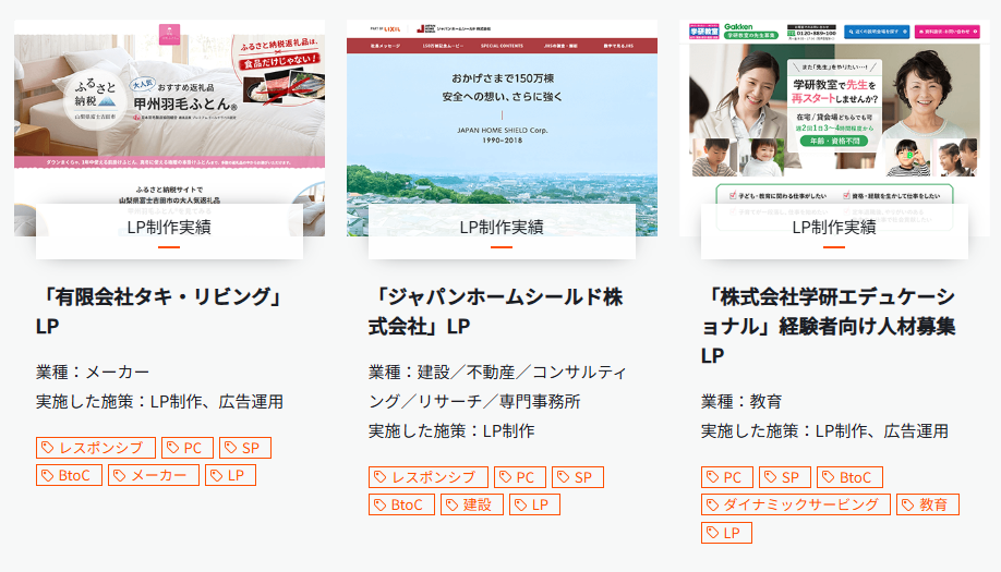 ディーエムソリューションズLP制作実績